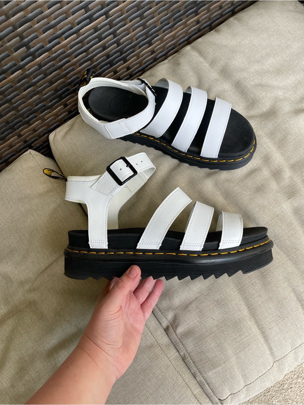 Dr. Martens White Blaire Platform Strappy Sandals